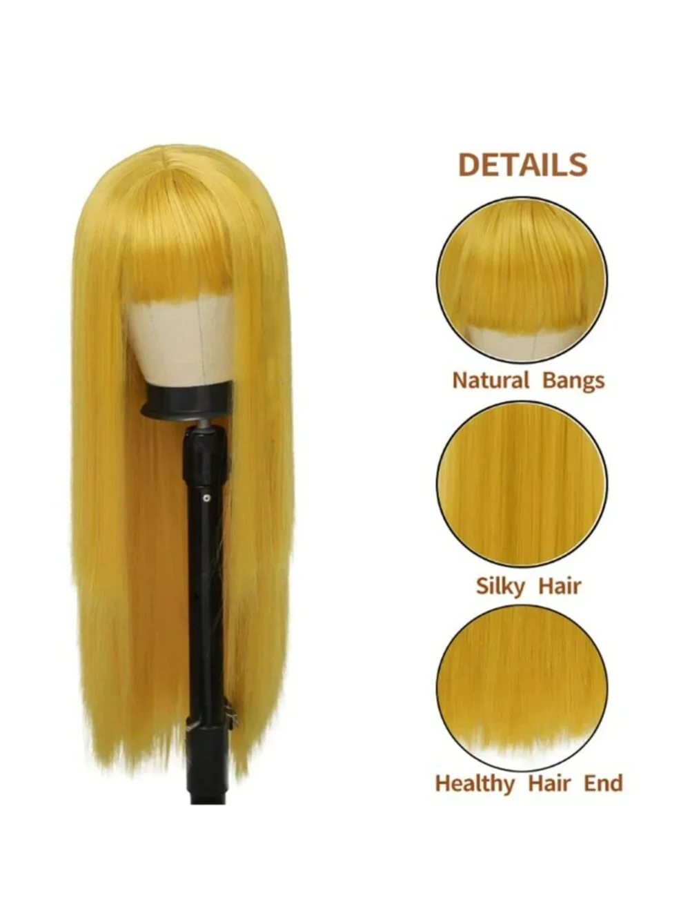 Women's Yellow Long Curly Wig With Wavy Synthetic Cosplay Halloween Wig
